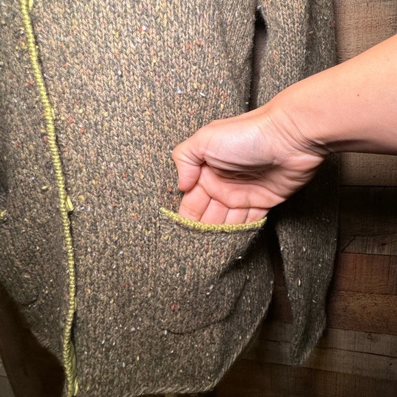 🌻 Talbots Wool Angora Blend Snap Front Green Knit Sweater Cardigan - Small - Picture 5 of 7